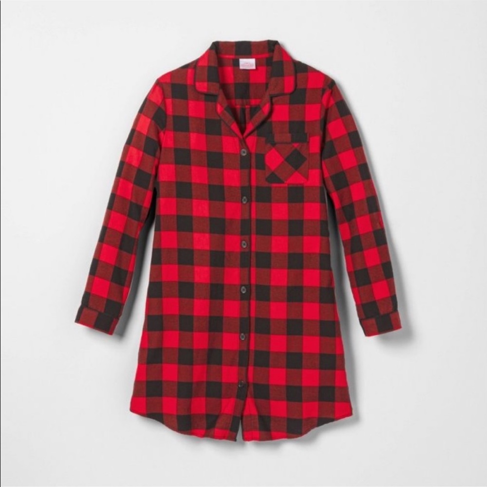 Womens Christmas plaid 1piece pajamas button up - Picture 1 of 4